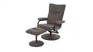 Relaxsessel mit Hocker grau Microfaser - drehbar - MORENA