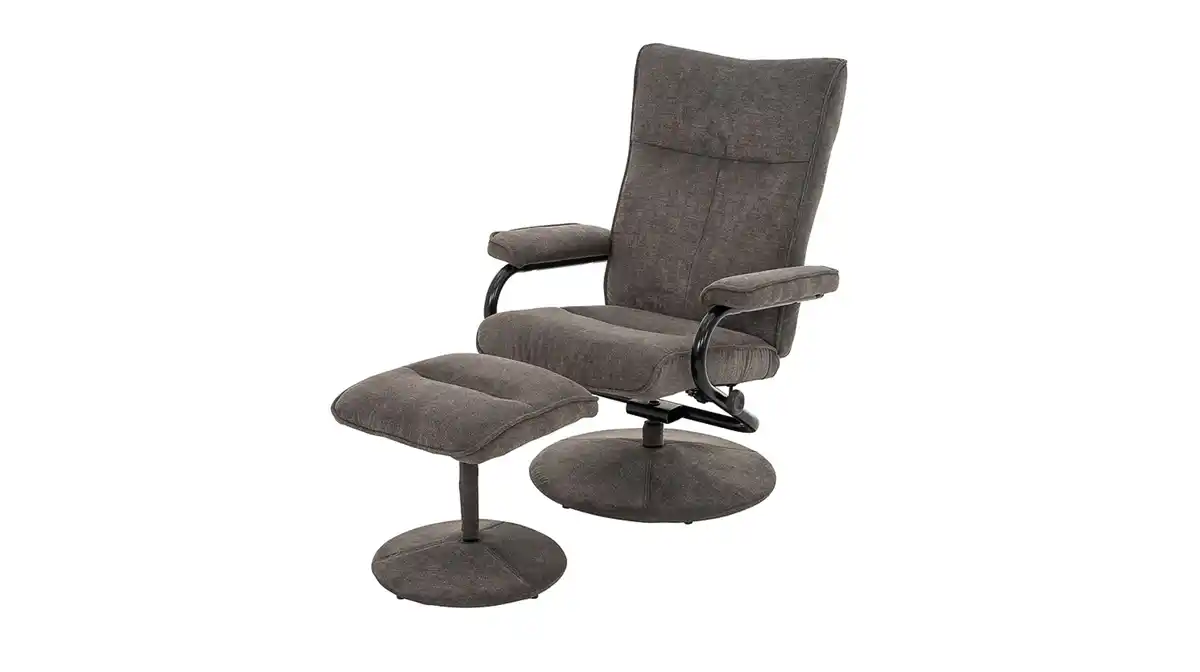 Bild 1 von Relaxsessel mit Hocker grau Microfaser - drehbar - MORENA