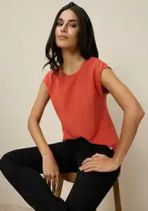 Tamaris Shirtbluse mit abgerundetem Saum, Rot