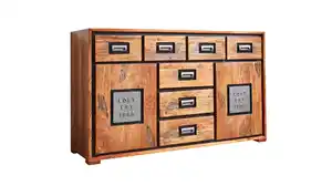 Sideboard mit 7 Schubladen Akazie Altholz massiv natur 150 cm - NARVIK
