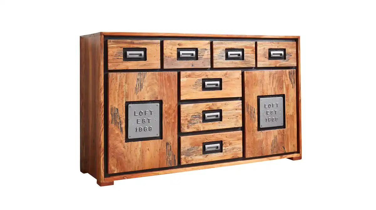 Bild 1 von Sideboard mit 7 Schubladen Akazie Altholz massiv natur 150 cm - NARVIK