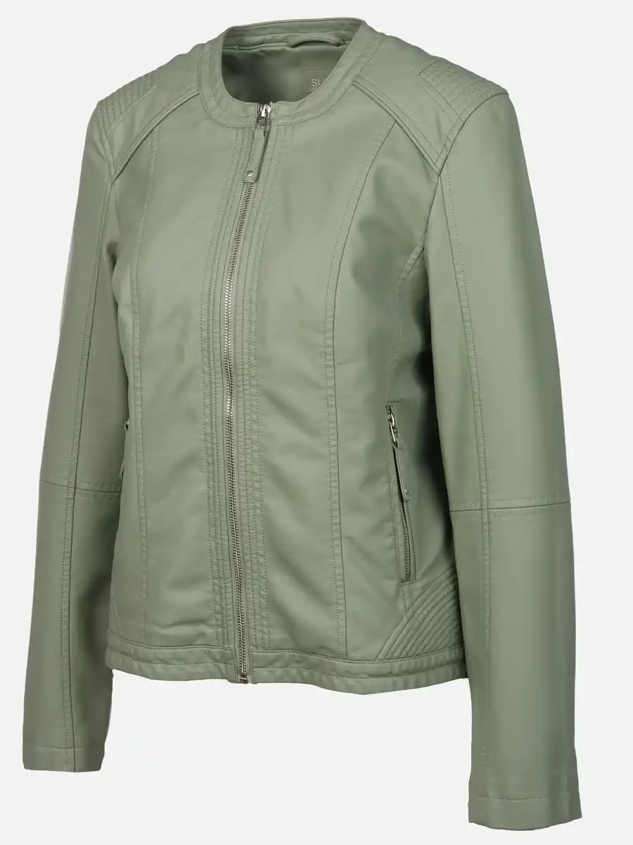 Bild 3 von Damen Kunstlederjacke mit Stehkragen Grün