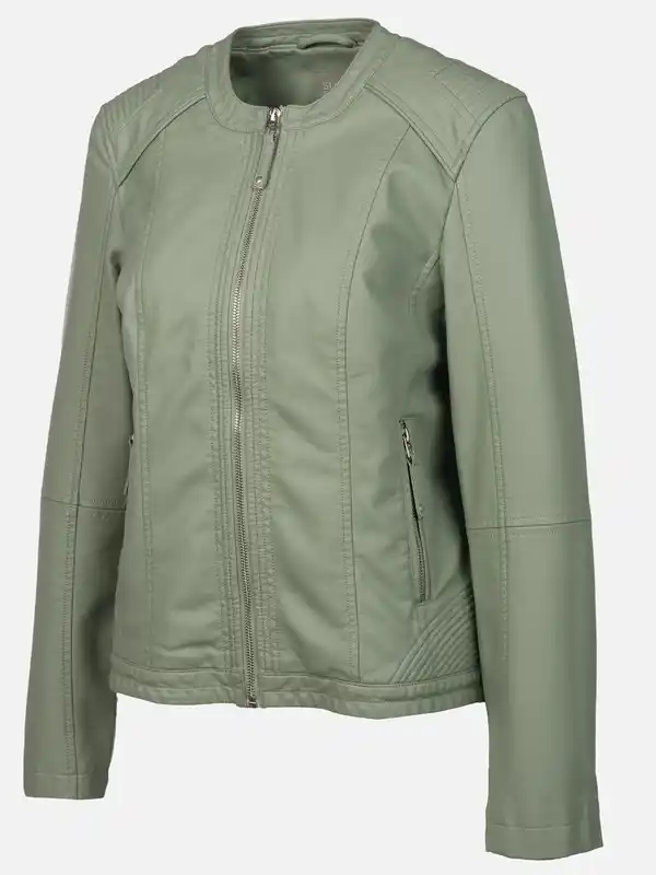 Bild 3 von Damen Kunstlederjacke mit Stehkragen Grün