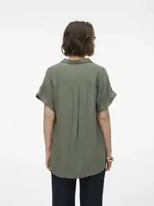 Vero Moda VMBUMPY S/S SHIRT WVN Kurzarmbluse Grün