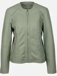 Damen Kunstlederjacke mit Stehkragen Grün
