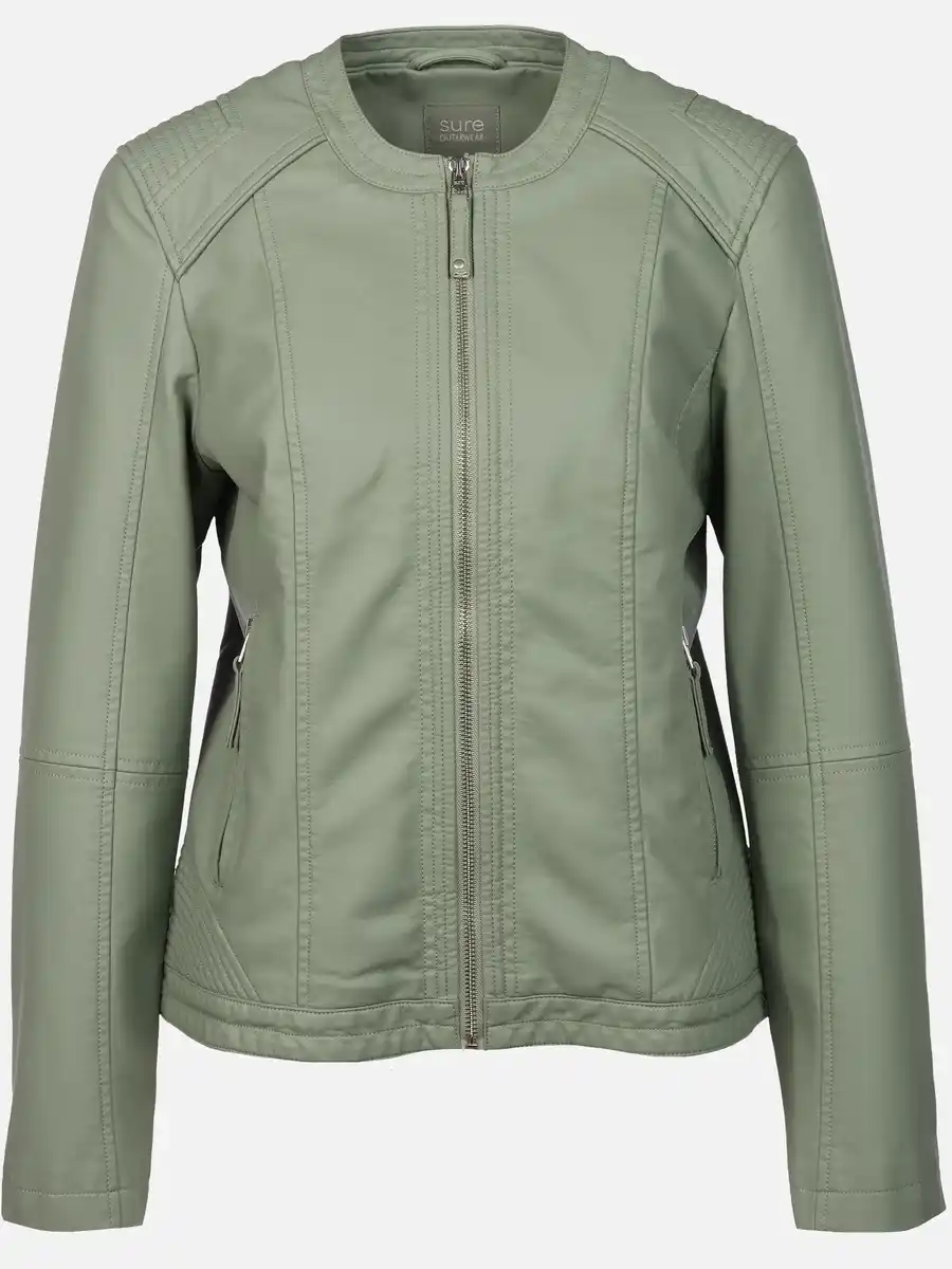 Bild 1 von Damen Kunstlederjacke mit Stehkragen Grün