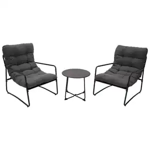 Loungeset 3-teilig, Stahl anthrazit