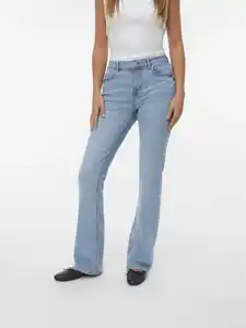 Vero Moda VMFLASH MR FLARED POC Jeans Blau