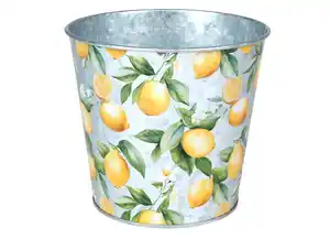 Blumentopf „Provence“ Metall in Zinkoptik