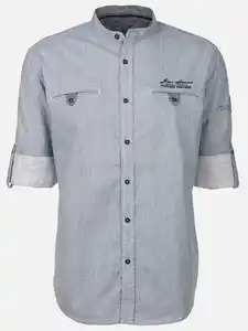 Herren Freizeithemd mit kleinem Stehkrage Blau