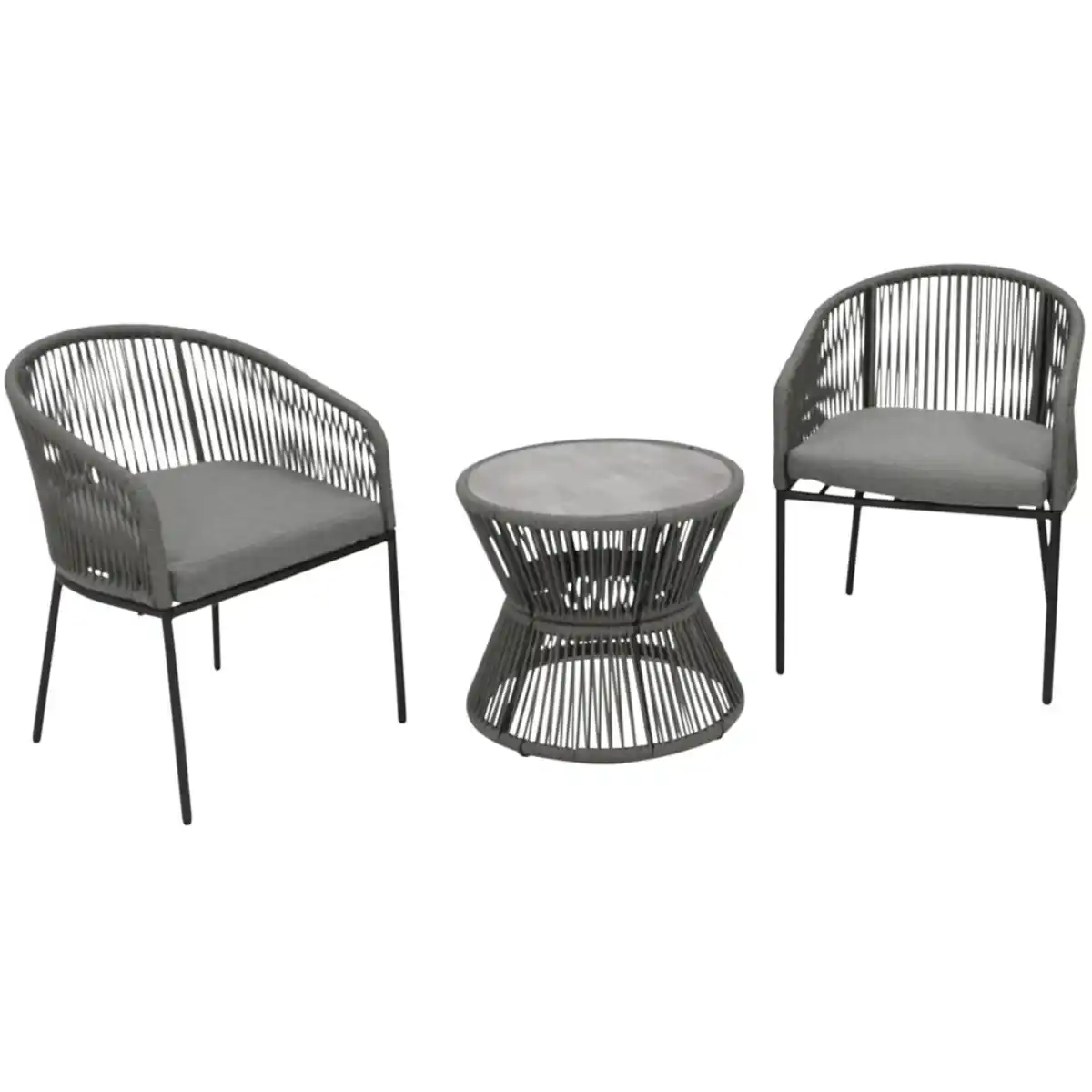Bild 1 von Sitzgruppe 3‑teilig aus Stahl, anthrazit, mit 2 Sesseln und Tisch
