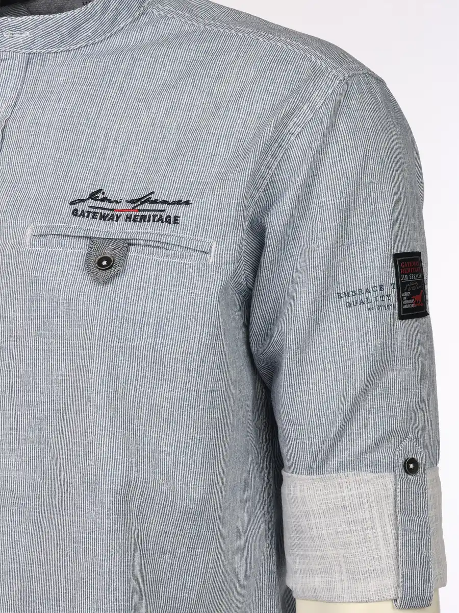 Bild 3 von Herren Freizeithemd mit kleinem Stehkrage Blau