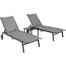 Bild 1 von Gartenliegen mit Tisch im Set, 3-teilig, Stahl anthrazit