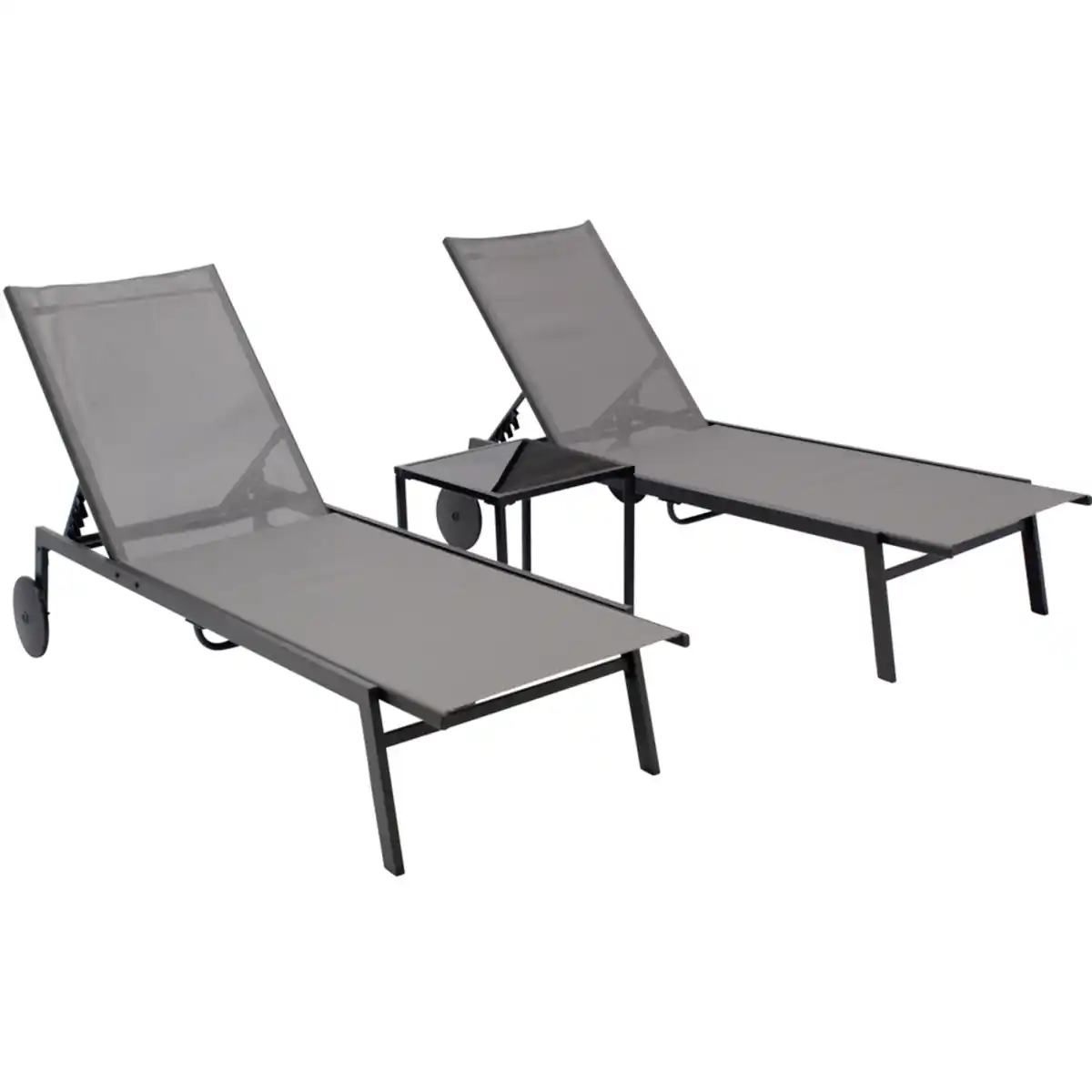 Bild 1 von Gartenliegen mit Tisch im Set, 3-teilig, Stahl anthrazit