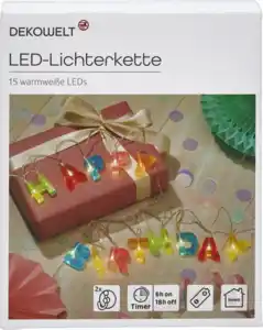 DEKOWELT HAPPY BIRTHDAY LED-Lichterkette