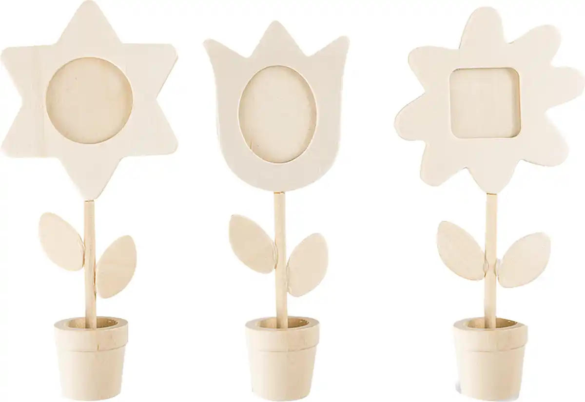 Bild 3 von IDEENWELT 3er Set DIY-Holzblumen-Bilderrahmen