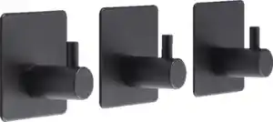 IDEENWELT Selbstklebende Wandhaken 3er-Set schwarz