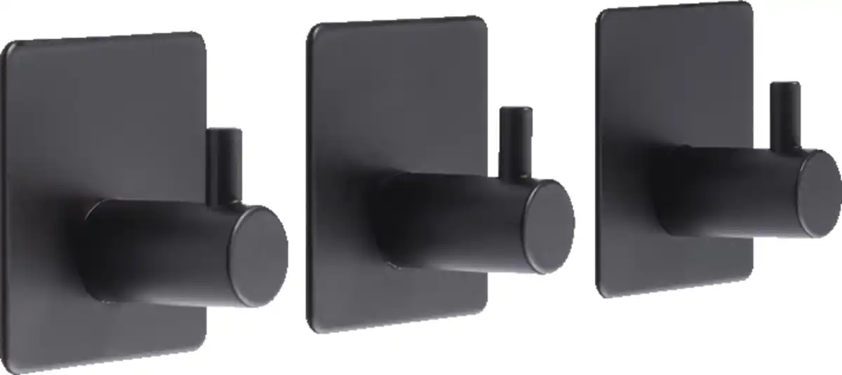 Bild 1 von IDEENWELT Selbstklebende Wandhaken 3er-Set schwarz