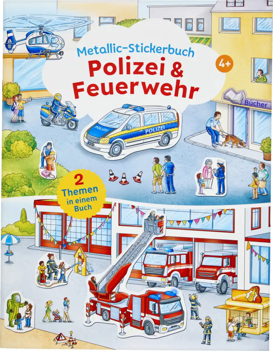 Bild 1 von IDEENWELT Stickerbuch 2in1 Polizei + Feuerwehr