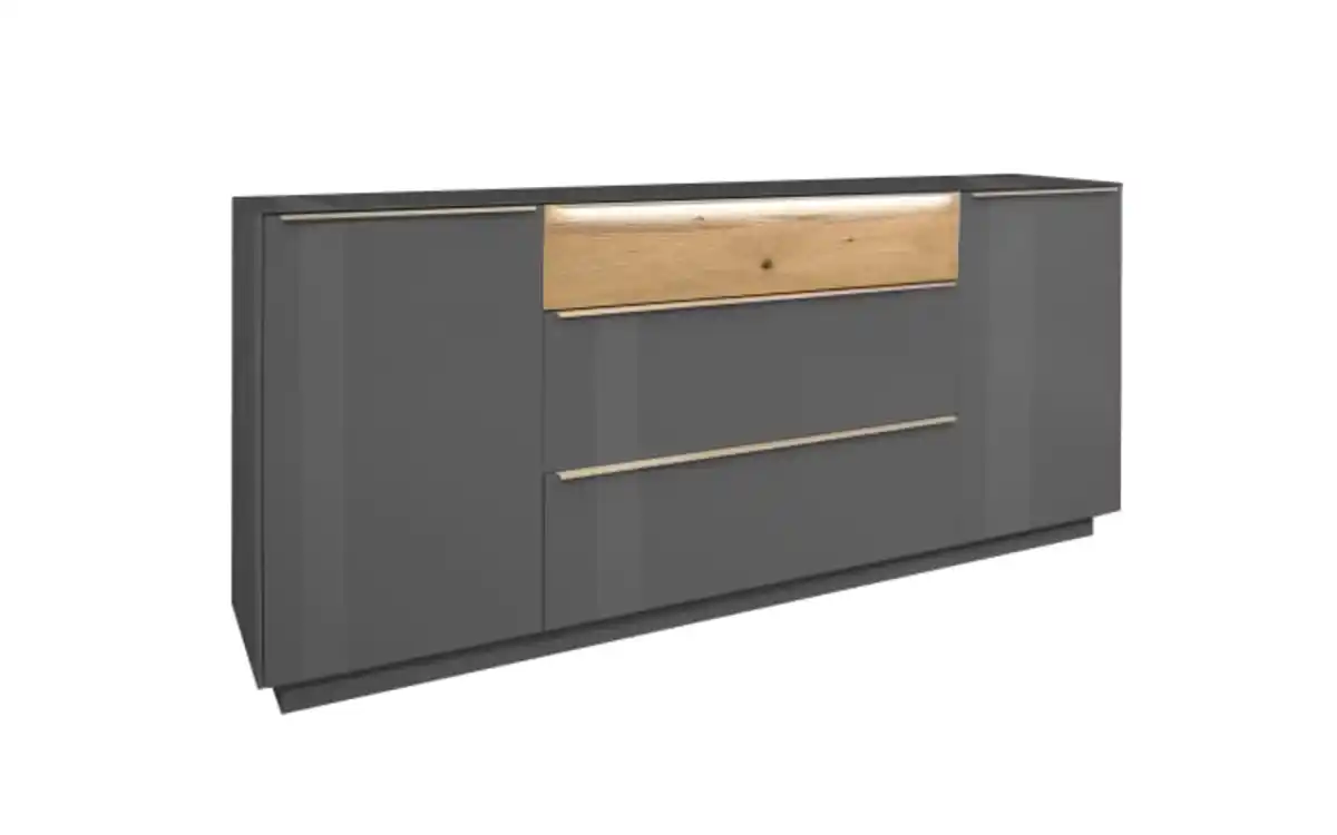Bild 1 von Musterring - Lowboard Nova, anthrazit/Eiche massiv, inkl. Griffbeleuchtung