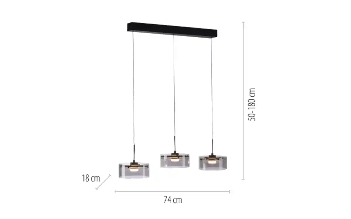 Bild 2 von LED-Pendelleuchte Mondo Karena, schwarz, 3-flammig, inkl. Memoryfunktion