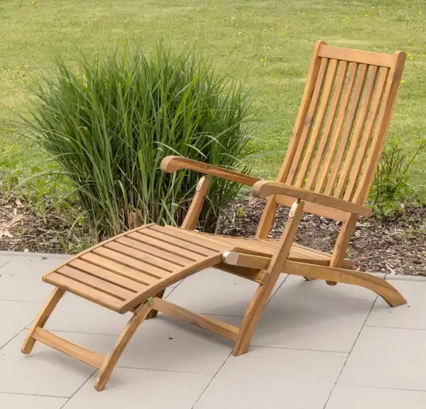 Bild 3 von Ergonomische Saunaliege/Sonnenliege inkl. Auflage, ca. 97/149 x 56 x 96 cm - Akazienholz