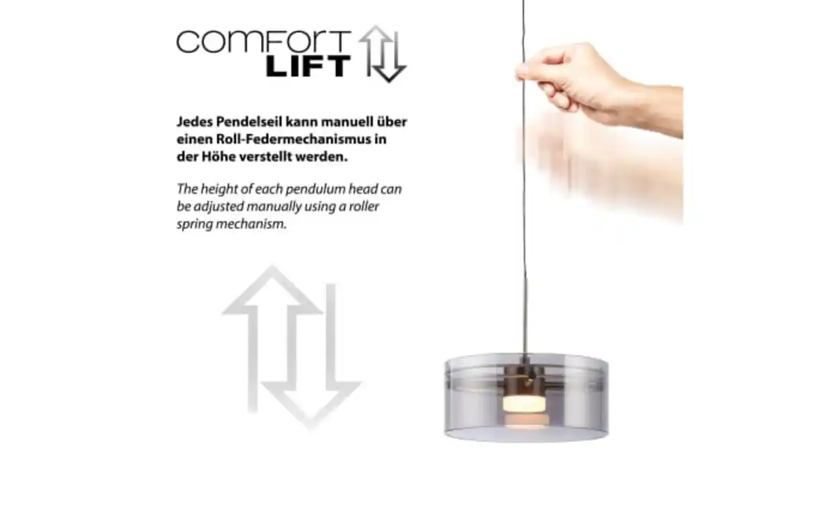 Bild 3 von LED-Pendelleuchte Mondo Karena, schwarz, 3-flammig, inkl. Memoryfunktion