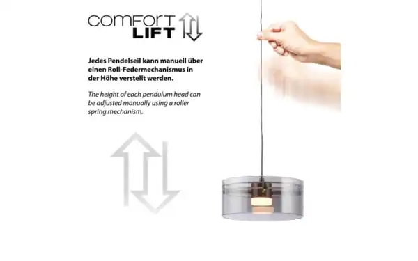 Bild 3 von LED-Pendelleuchte Mondo Karena, schwarz, 3-flammig, inkl. Memoryfunktion