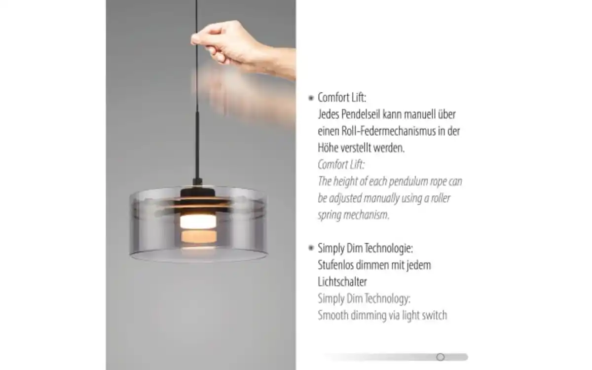 Bild 4 von LED-Pendelleuchte Mondo Karena, schwarz, 3-flammig, inkl. Memoryfunktion