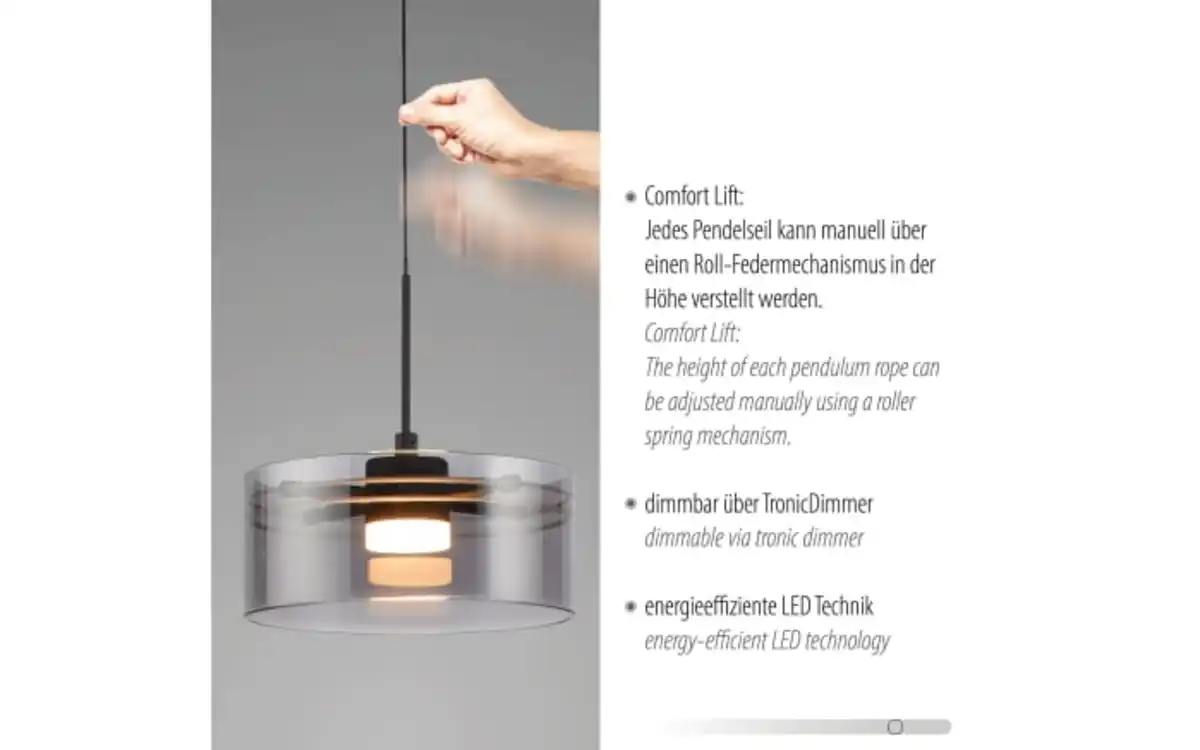 Bild 4 von LED-Pendelleuchte Mondo Karena, schwarz, 1-flammig, inkl. Memoryfunktion