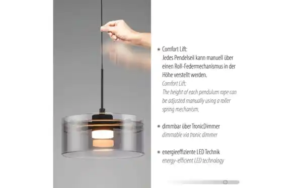 Bild 4 von LED-Pendelleuchte Mondo Karena, schwarz, 1-flammig, inkl. Memoryfunktion