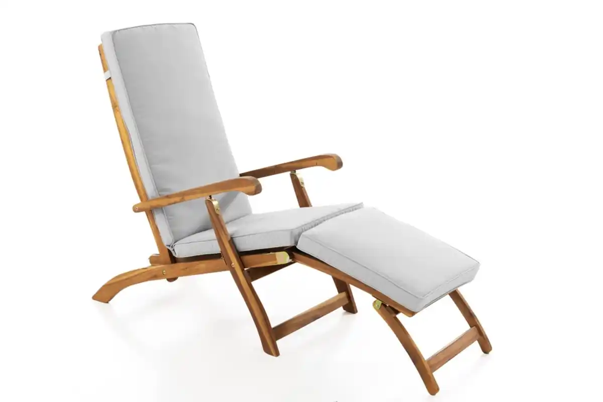 Bild 1 von Ergonomische Saunaliege/Sonnenliege inkl. Auflage, ca. 97/149 x 56 x 96 cm - Akazienholz