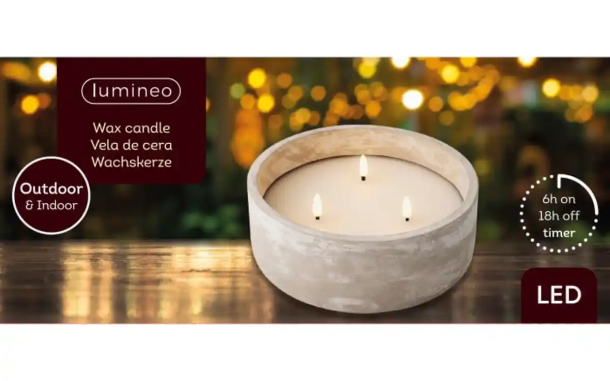 Bild 2 von LED Kerze Wachs, grau, 20 cm