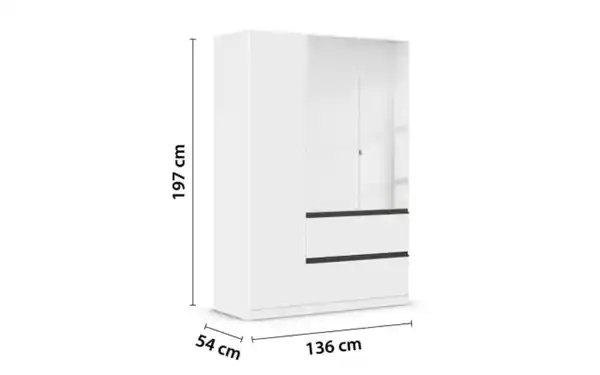 Bild 3 von Drehtürenschrank Costa, weiß, inkl. Push-to-Open Funktion