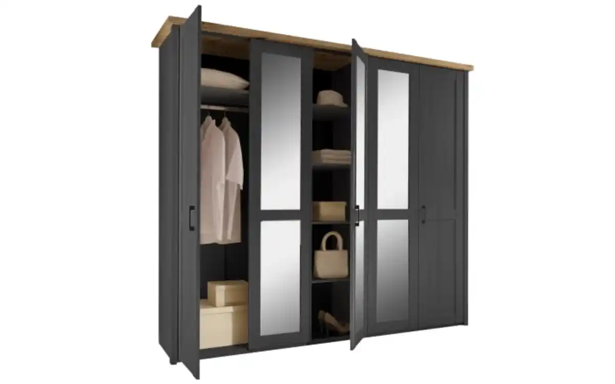 Bild 3 von Pol Power - Drehtürenschrank Locarno, graphit, Artisan Eiche, 241 x 221 cm