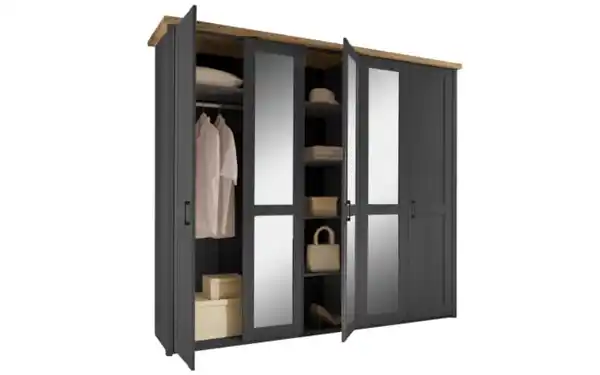 Bild 3 von Pol Power - Drehtürenschrank Locarno, graphit, Artisan Eiche, 241 x 221 cm