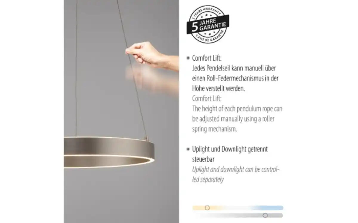 Bild 3 von LED-Pendelleuchte Anillo, stahl, inkl. CCT und Memoryfunktion