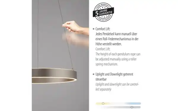 Bild 3 von LED-Pendelleuchte Anillo, stahl, inkl. CCT und Memoryfunktion