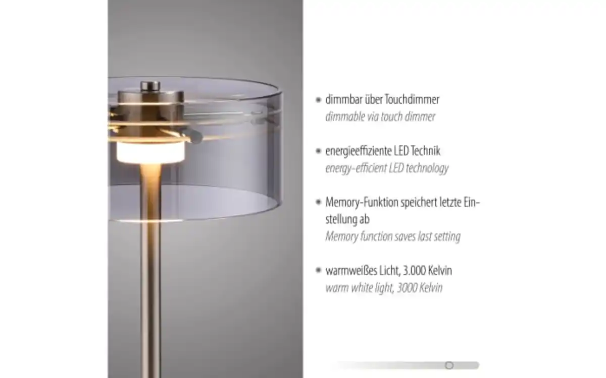 Bild 3 von LED-Tischleuchte Mondo Karena, stahlfarbig, inkl. Dimmfunktion