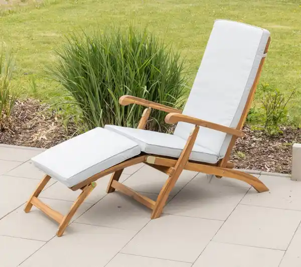 Bild 2 von Ergonomische Saunaliege/Sonnenliege inkl. Auflage, ca. 97/149 x 56 x 96 cm - Akazienholz