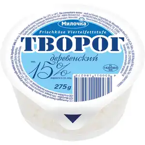 Frischkäse "Tworog Derewenskij" 15% Fett i.Tr.