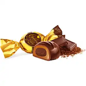 Toffikonfekt "Golden Lily" mit einer Füllung mit Kakaogeschm...