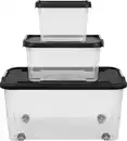 Bild 1 von Tontarelli Aufbewahrungsboxen mit Deckel transparent/schwarz 3er Set