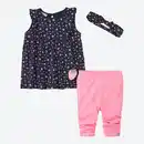 Bild 2 von Baby-Mädchen-Set mit Blumenmuster, 3-teilig