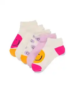 Kinder-Kurzsöckchen, Gesichter – 5 Paar beige