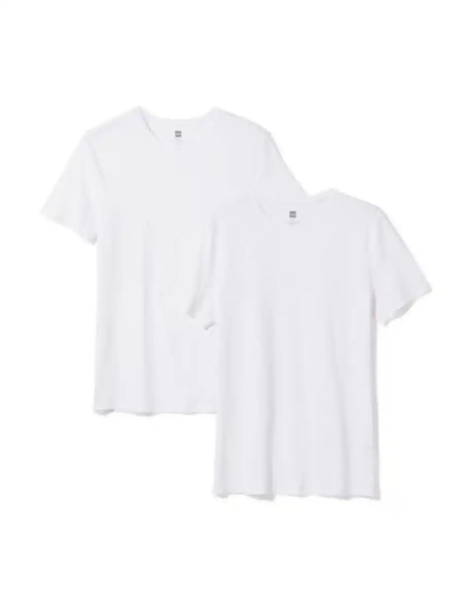 Bild 3 von Herren T-Shirts Slim Fit mit O-Ausschnitt – 2 Stück weiß