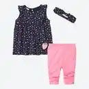 Bild 3 von Baby-Mädchen-Set mit Blumenmuster, 3-teilig