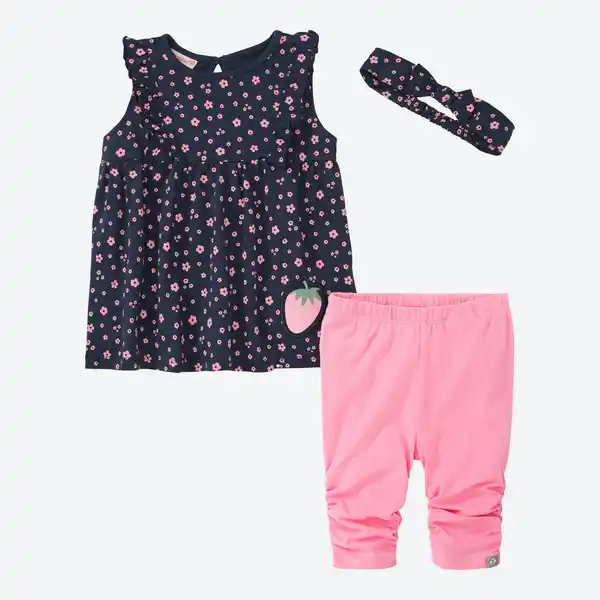 Bild 3 von Baby-Mädchen-Set mit Blumenmuster, 3-teilig