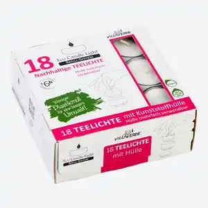 Villa Verde Eco Line Teelichter, 18er-Pack