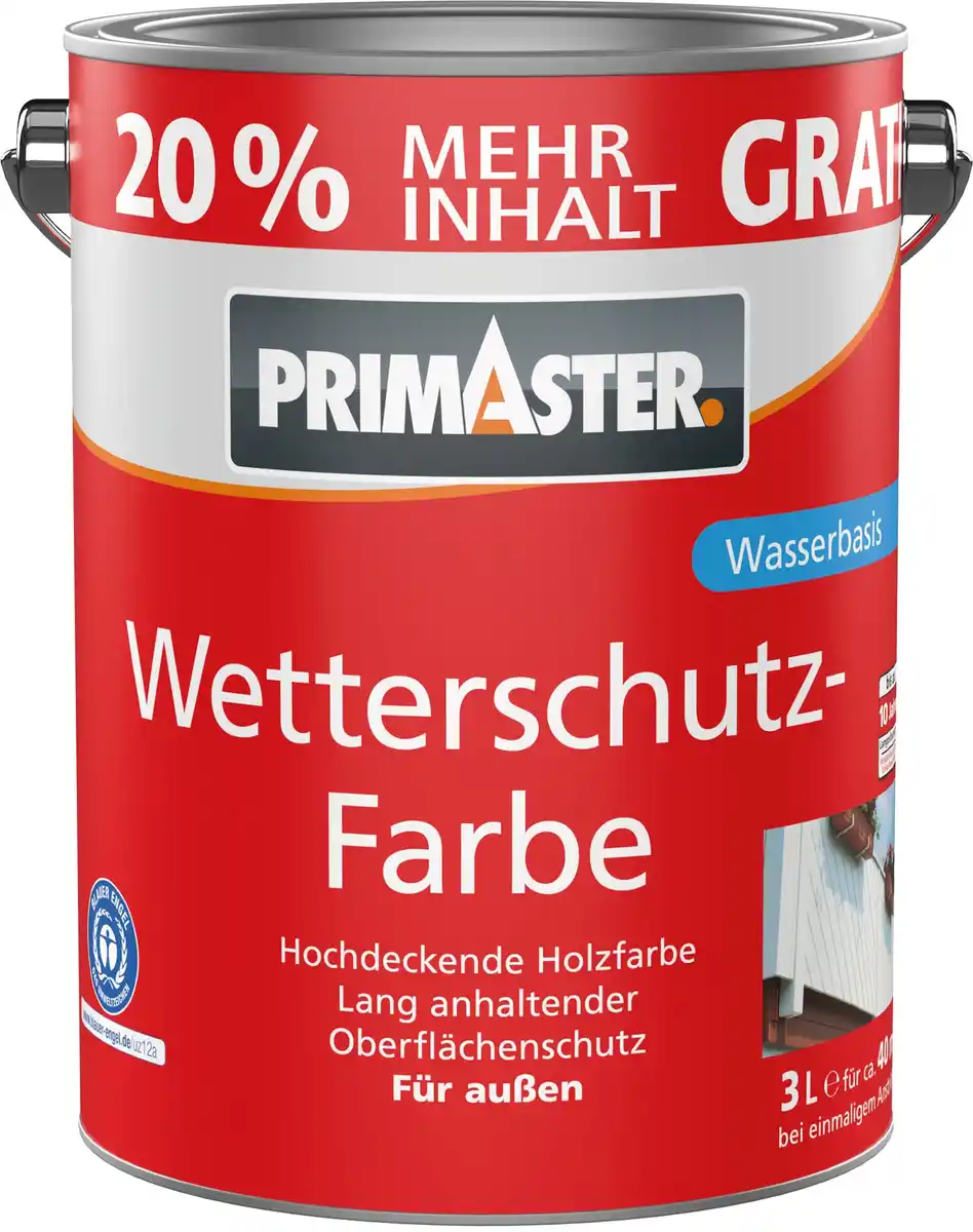 Bild 1 von Primaster Wetterschutzfarbe 3 L schwedenrot + 20% gratis
